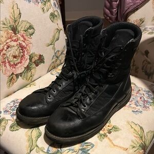 Vintage Black Leather Boots with Lace-Up Design